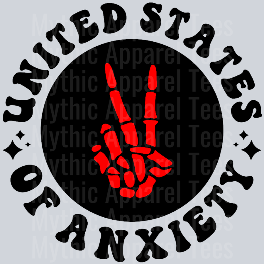 United States Of Anxiety Pocket Design Wavey Retro Style Funny Shirt Design