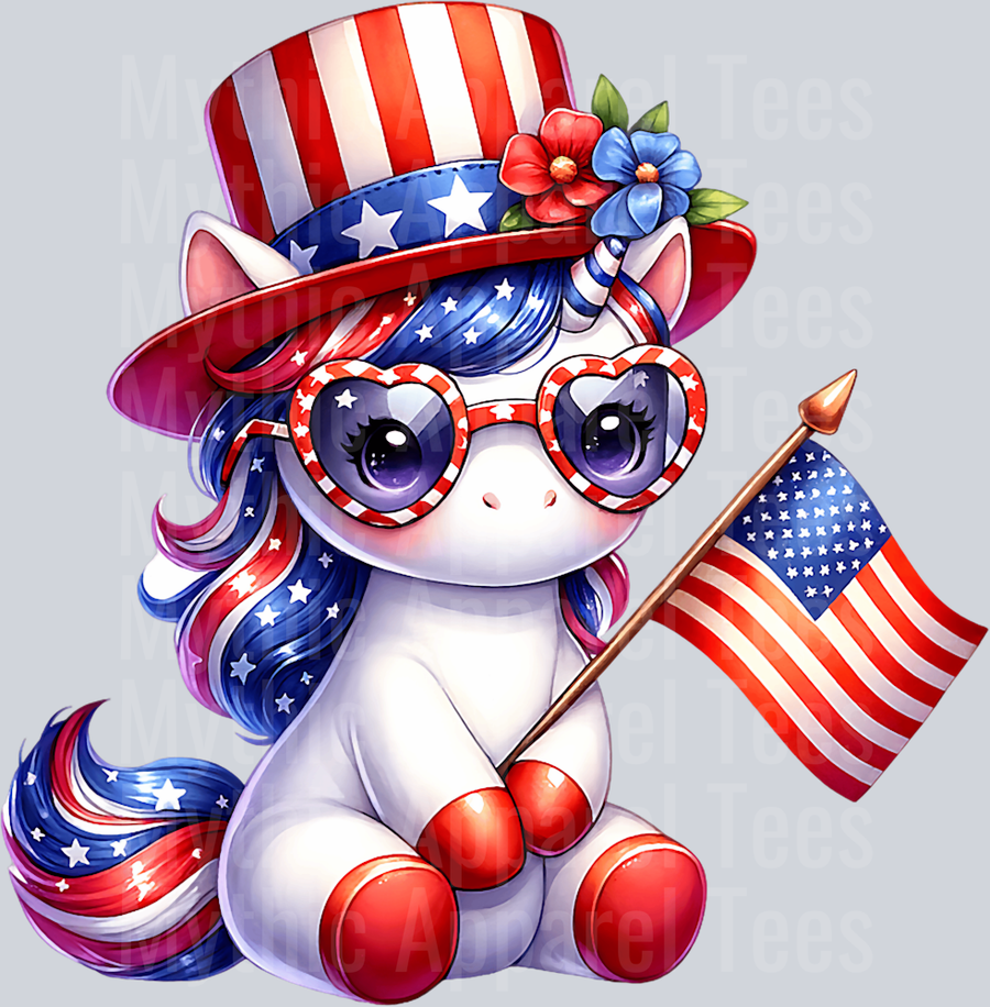 Unicorn Holding American Flag DTF Patriotic Transfers