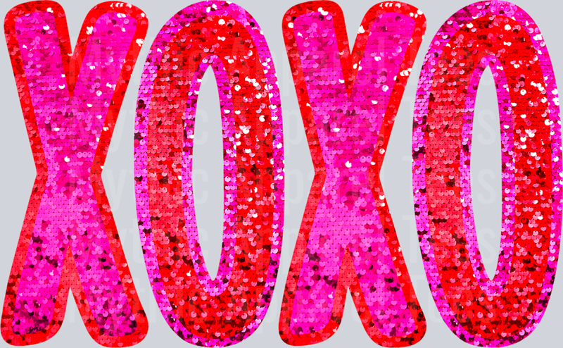 XOXO Red and Pink Glitter Style DTF Valentines Day Transfers