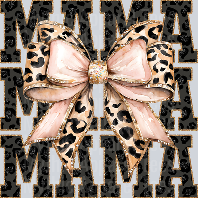 Leopard Bow Mama Cute Pink and Leopard Design MAMA DTF MOM Transfers