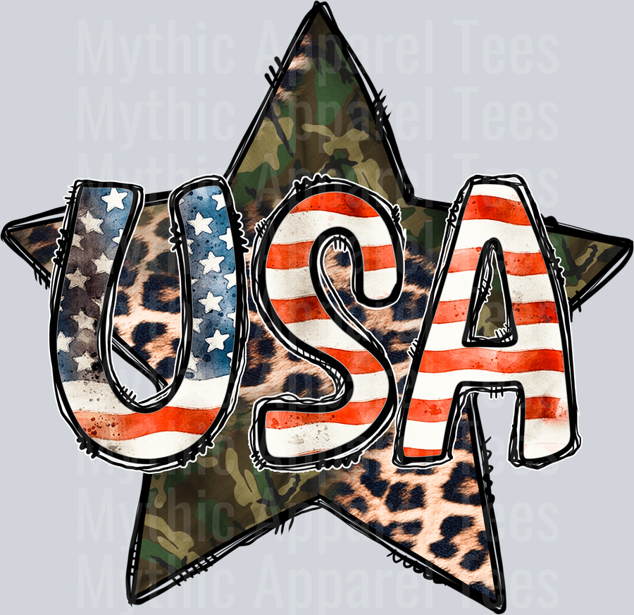 Usa Camouflage Star Design 4th of July DTF Patriotic Transfers