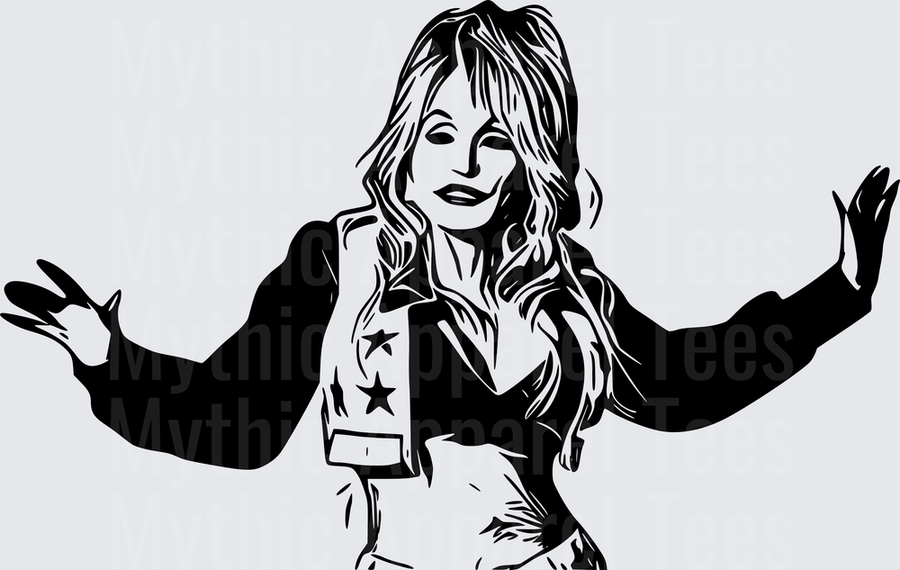 Dolly Parton Black and White Silhouette Arms Wide Open Star Vest Country Music Legend Portrait