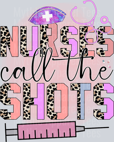 Nurses Call The Shots Pink and purple cheetah print DTF Nurse Transfers