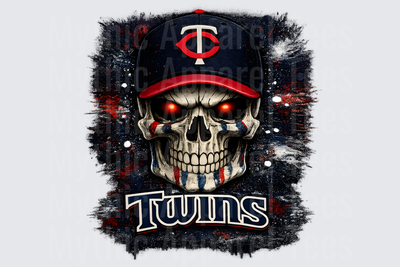 MLB Skulls Minnesota Twins Glowing Eyes Skull Navy Cap Grunge