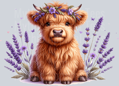 A cute baby highland cow & Flowers (6) copy