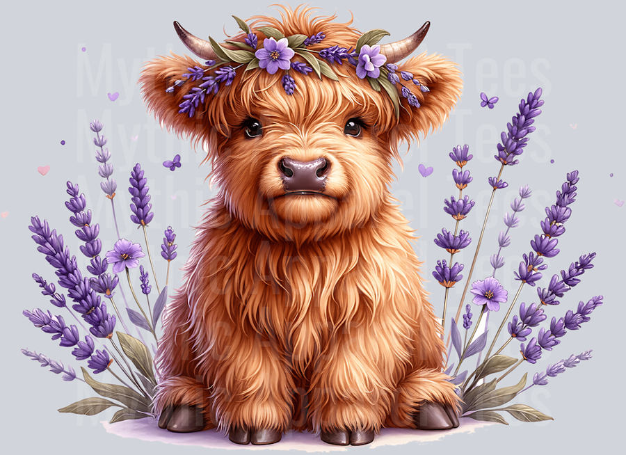 A cute baby highland cow & Flowers (6) copy