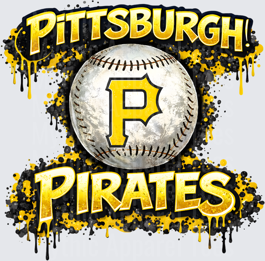 MLB Transfers Pittsburgh Pirates Baseball with Paint Splatter Design