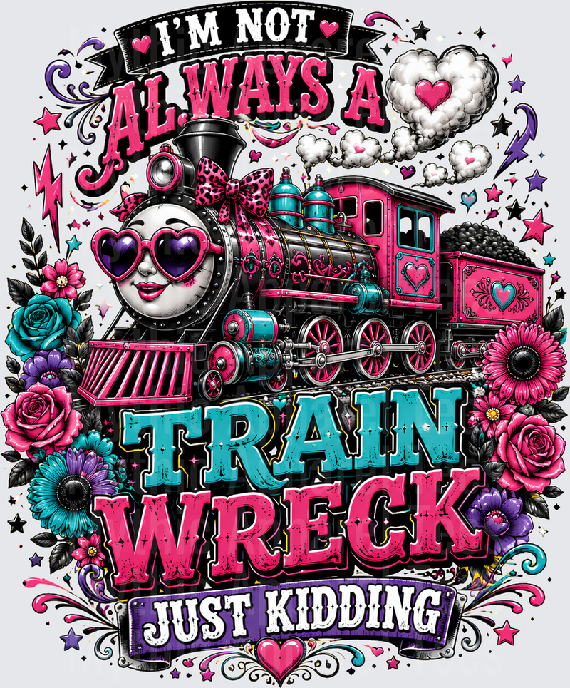 Sarcastic Skull I'm Not Always A Train Wreck Just Kidding Floral Locomotive
