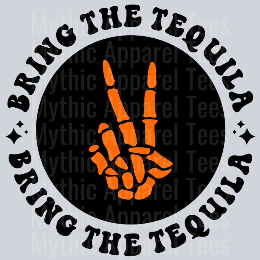 Bring The Tequila Pocket Design Wavey Retro Style Funny Shirt Design