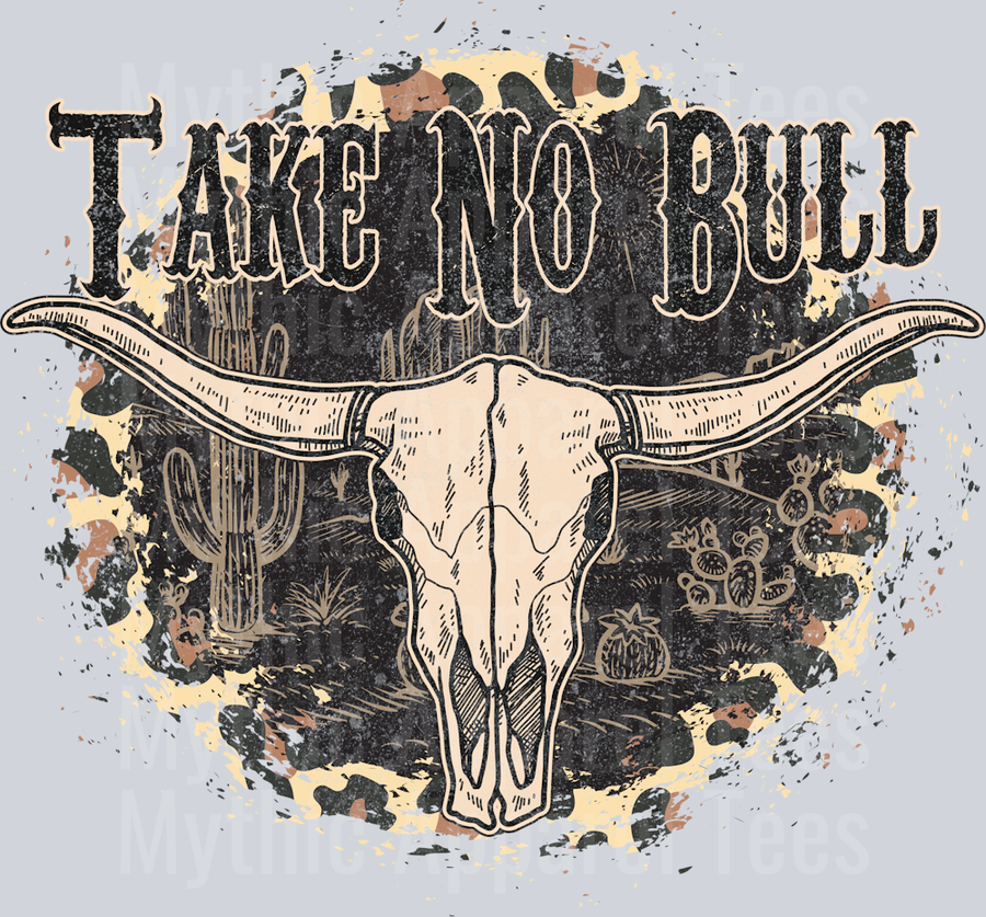 Take No bull Leopard Print Bull Horn Western Cowgirl