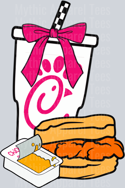 pink chick fil a pocket DTF Food Transfers