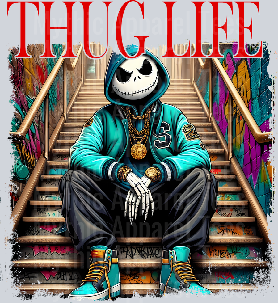 Jack Skellington Nightmare before Christmas on stairs DTF Thug Life Transfers