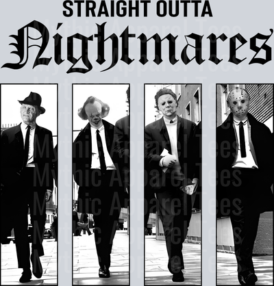 Straight Outta Nightmares Jason Michael Pennywise Freddy Halloween DTF horror Movie Transfers