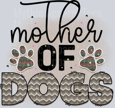 Mother of dogs tan and grey paw prints DTF Dog Transfers
