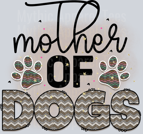 Mother of dogs tan and grey paw prints DTF Dog Transfers