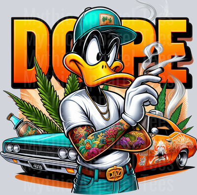 Daffy Duck Hot Rod Smoking Pop Culture DTF Weed Transfers