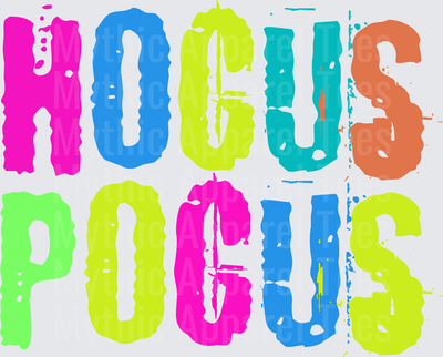 Halloween Hocus Pocus Bold Neon Multicolor Distressed Letter Design