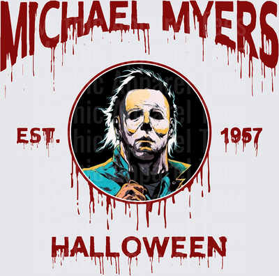 Michael Myers Halloween Horror Est. 1957 Blood Drip Circle Portrait Graphic
