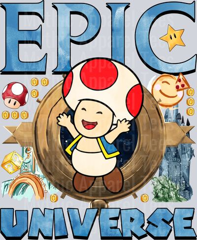 Epic universe mario toad DTF Epic Park Transfers
