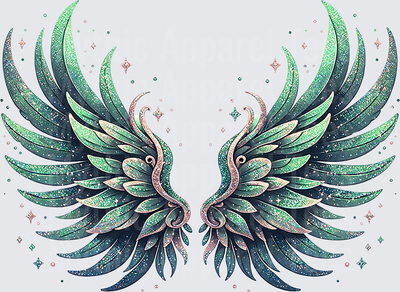 Angel Wings Glitter Green Teal Sparkle Fairy Fantasy Spread