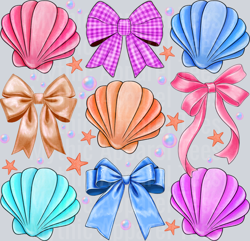 Seashell Coquette Bow DTF Summer Transfers