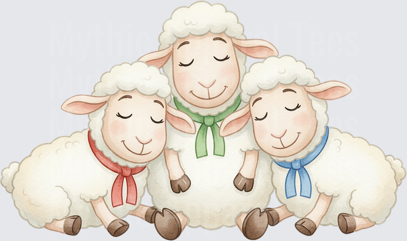 Toy Story 5 Three Sleepy Lambs with Colorful Scarves