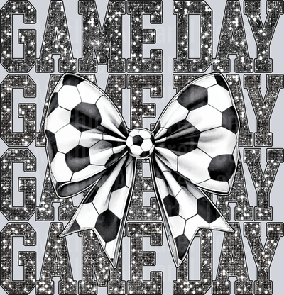 GAME DAY Soccer Glitter and bow DTF Soccer Transfers