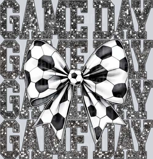 GAME DAY Soccer Glitter and bow DTF Soccer Transfers