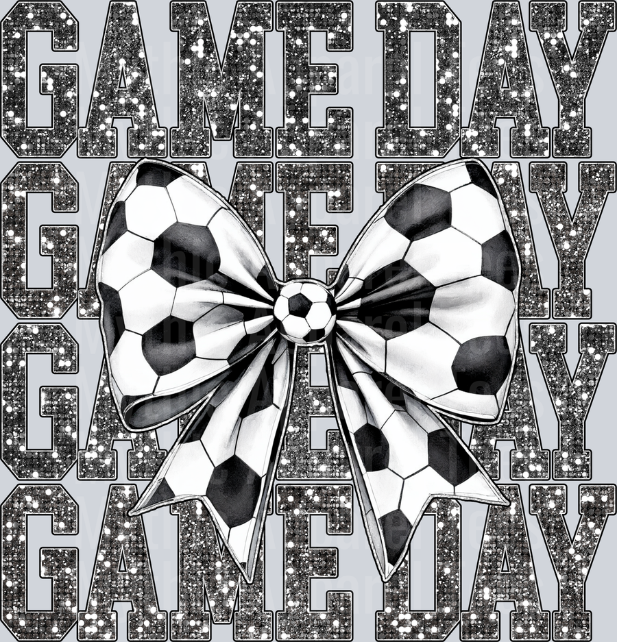 GAME DAY Soccer Glitter and bow DTF Soccer Transfers