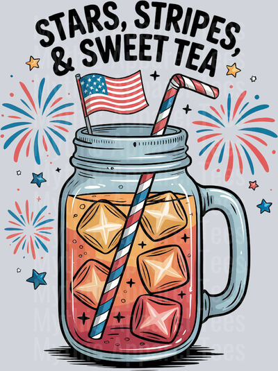 Stars Stripes and Sweet Tea DTF Tea Transfers