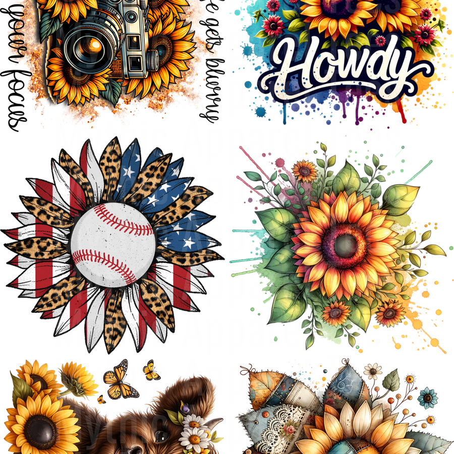 SUNFLOWER GANG SHEET 10 FULL SIZE IMAGES