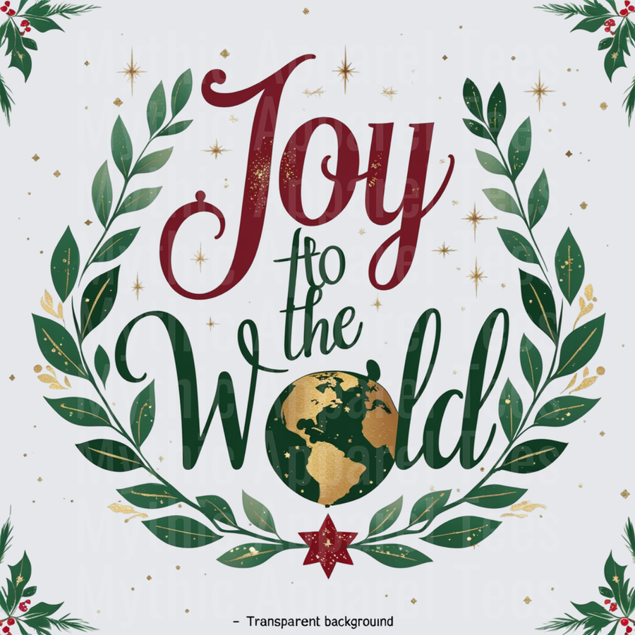 Christmas Joy to the World Globe Wreath Holiday Script