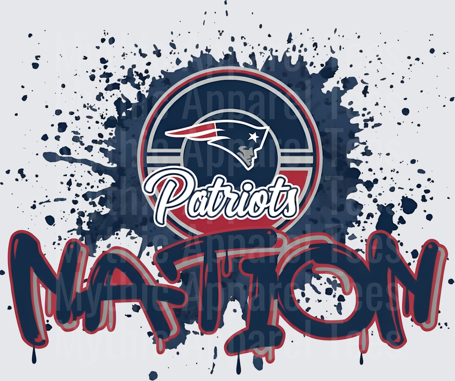 NFL Transfers New England Patriots Nation Grunge Splatter Design
