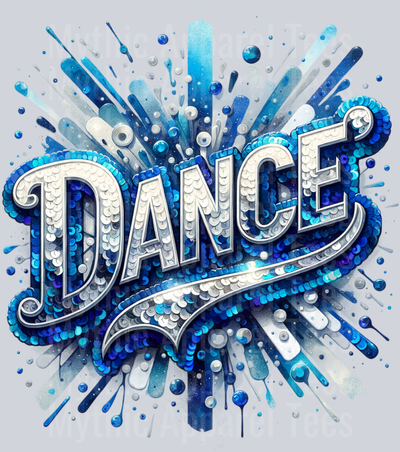 Sequin Dance 1 Blue DTF Dance Swoosh Transfers