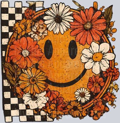 Checkered Floral Smiley Face