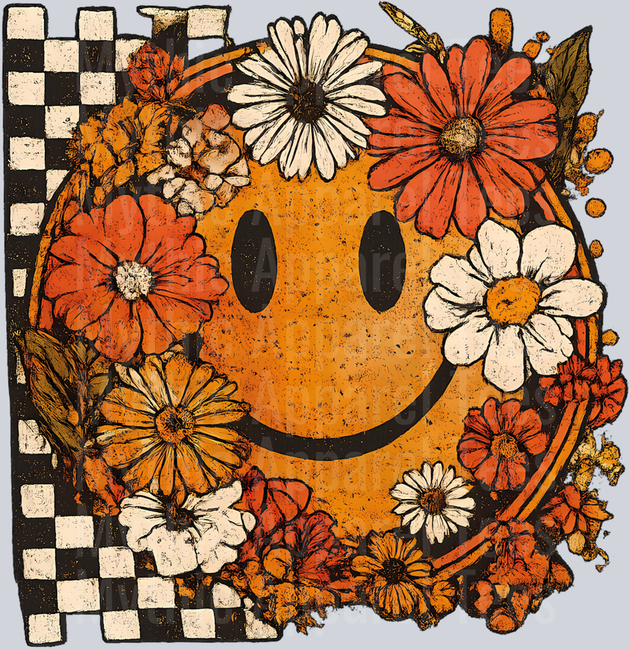 Checkered Floral Smiley Face