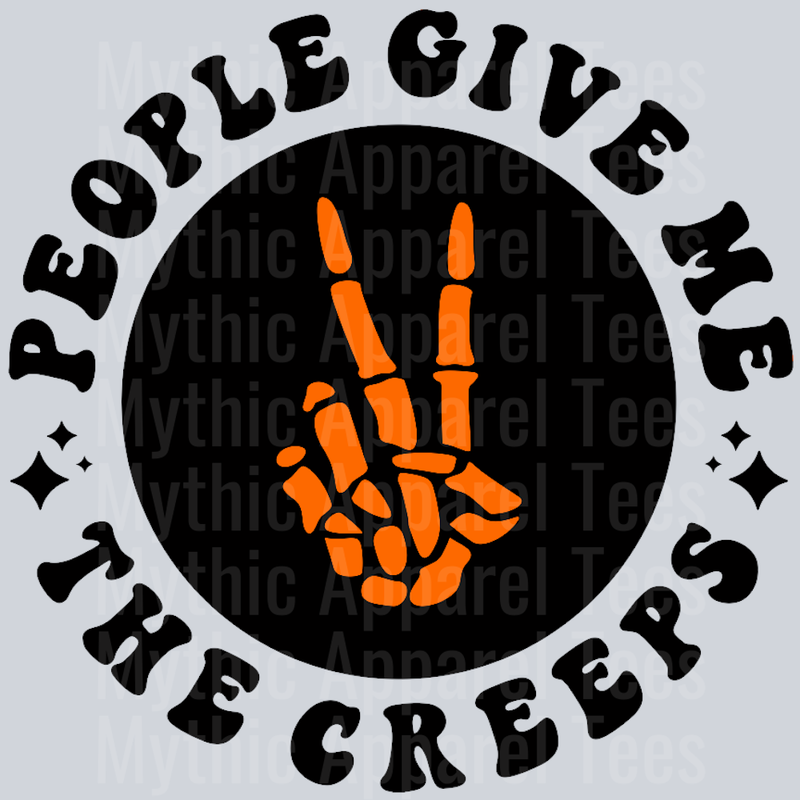People Give Me The Creeps Pocket Design Wavey Retro Style Funny Shirt Design
