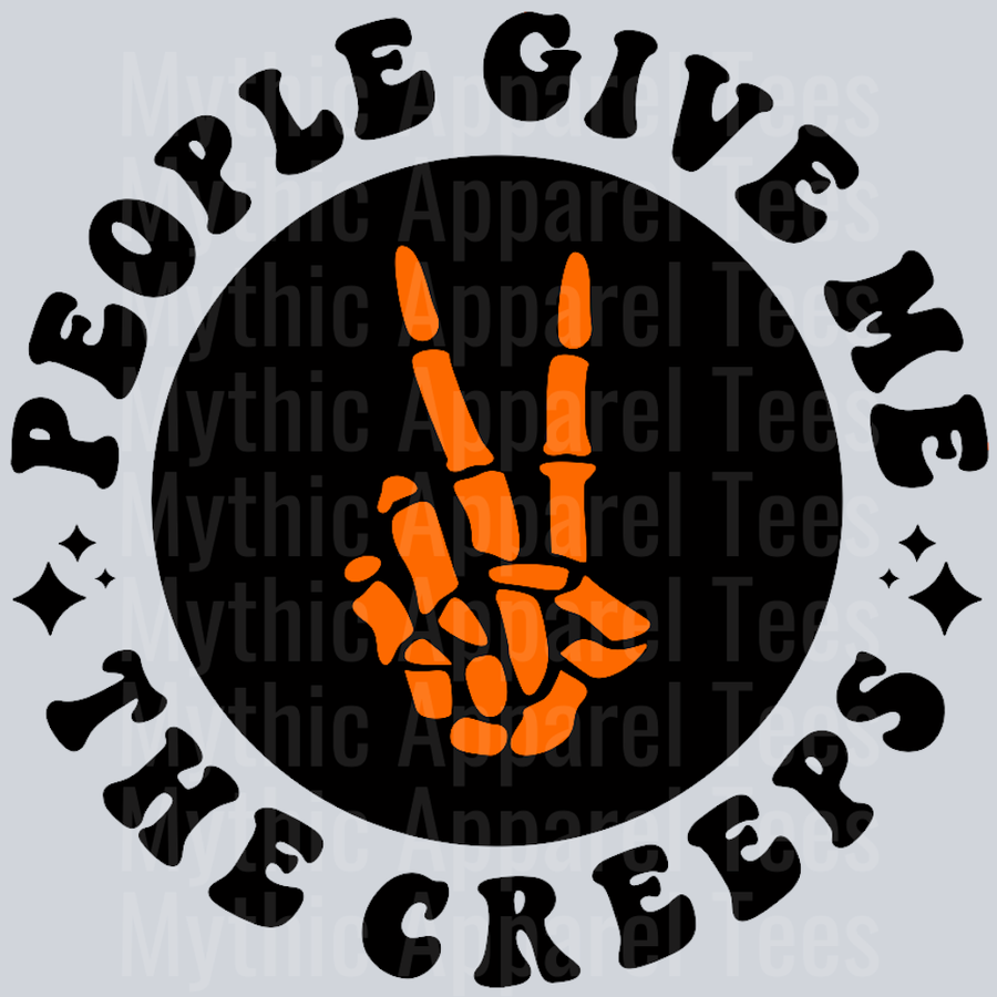People Give Me The Creeps Pocket Design Wavey Retro Style Funny Shirt Design