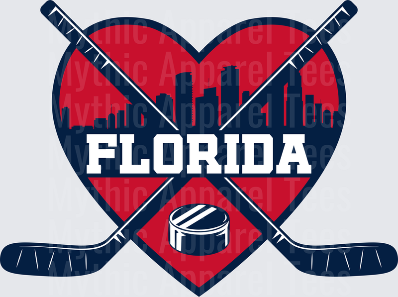 NHL Teams Florida Panthers Hockey Heart Crossed Sticks Skyline