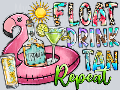 Float Drink Tan Repeat DTF Summer Transfers