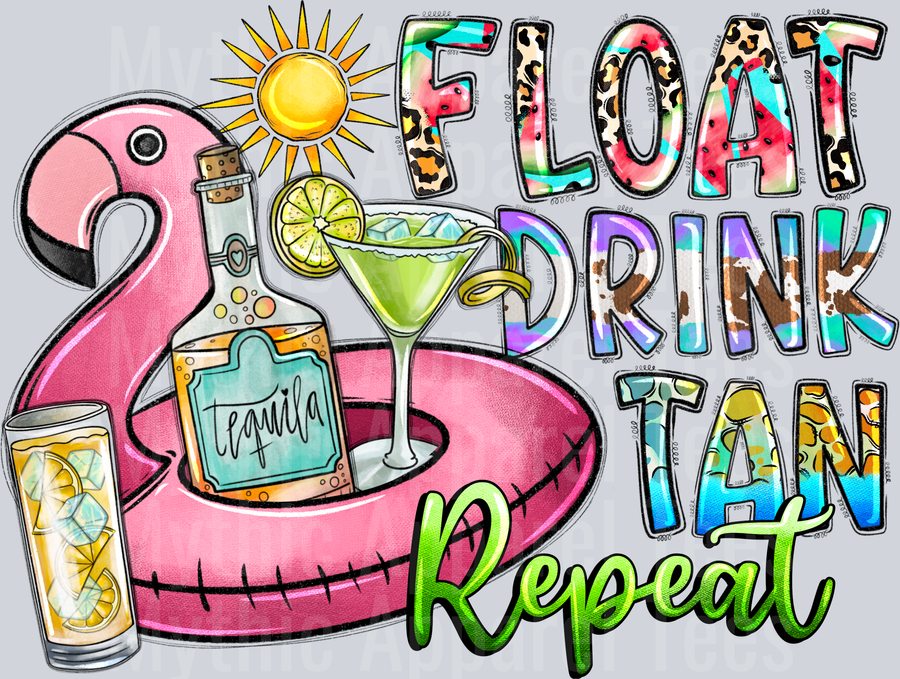 Float Drink Tan Repeat DTF Summer Transfers