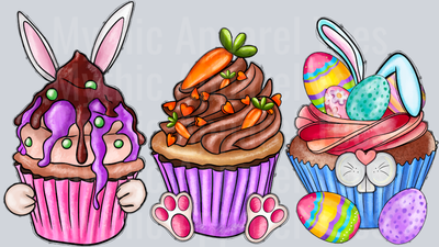 Easter Day Cupcakes Bunny and Eggs