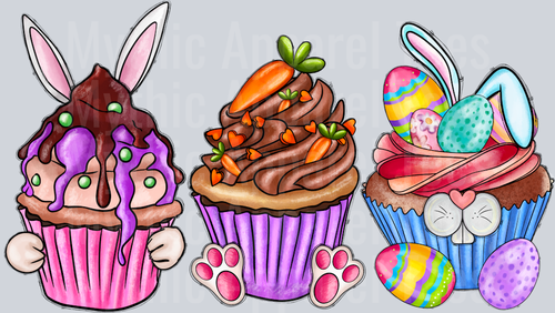 Easter Day Cupcakes Bunny and Eggs