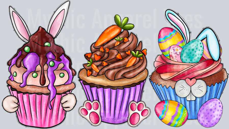 Easter Day Cupcakes Bunny and Eggs