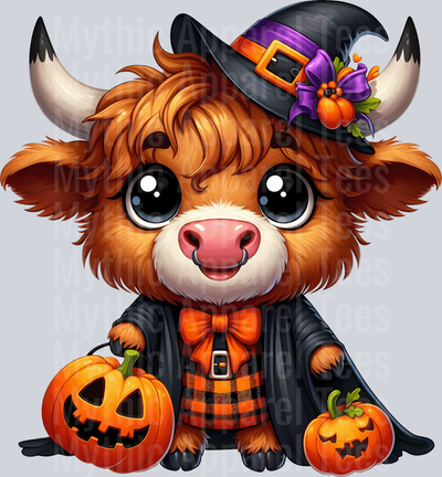 Cute cartoon halloween highland cow 18