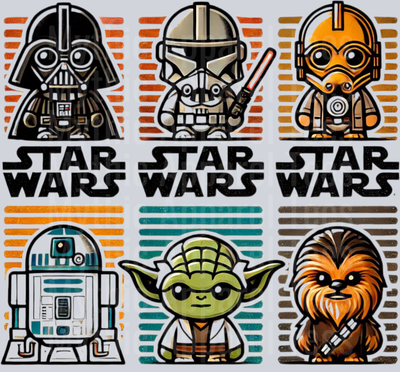 Star Wars Characters Chibi Style DTF Star Wars Transfers