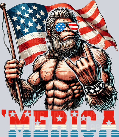 Merica Ripped Ape with USA Glasses American Flag DTF Patriotic Transfers