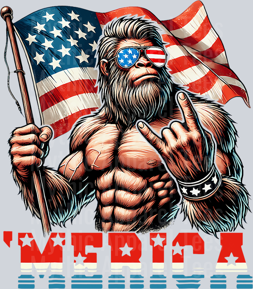 Merica Ripped Ape with USA Glasses American Flag DTF Patriotic Transfers