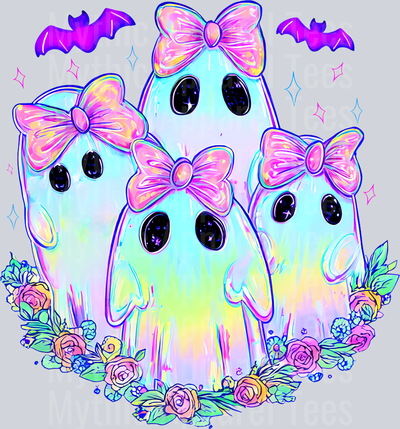TD Iridescent Ghost Pumpkin PNG Coquette Halloween Sublimation Design Cute Girly Spooky Season Retro Neon Graphic Digital Download for Shirts
