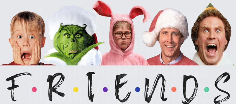 Christmas Movie Characters Friends Logo Mashup Kevin McCallister Grinch Ralphie Clark Griswold Buddy the Elf